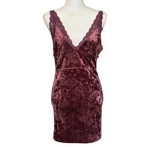 Intimately FP crushed velvet slip dress, raspberry, medium, NWT, fairycore
